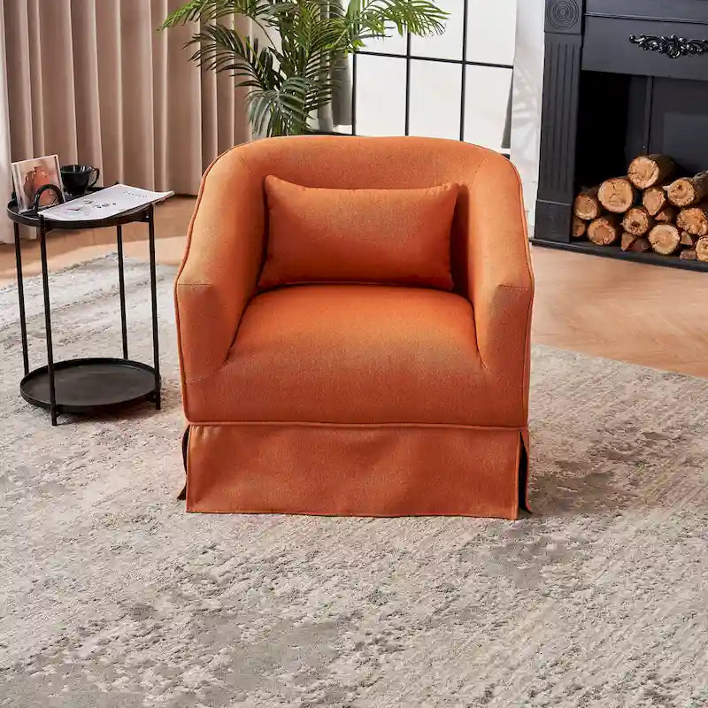 Poltrona Girevole A Botte Con Pouf, Poltrone Girevoli D'Accento, Poltrone Da Lettura, Poltrone Rotonde A Botte con Base in Metallo Nero
