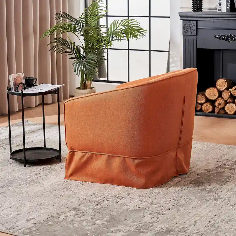Poltrona Girevole A Botte Con Pouf, Poltrone Girevoli D'Accento, Poltrone Da Lettura, Poltrone Rotonde A Botte con Base in Metallo Nero