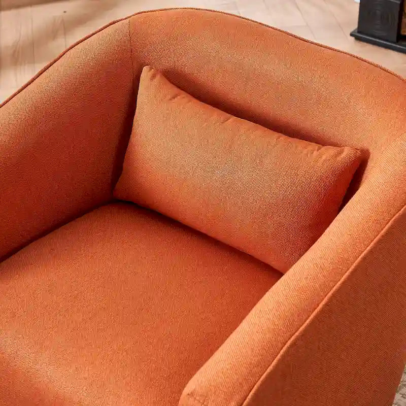 Poltrona Girevole A Botte Con Pouf, Poltrone Girevoli D'Accento, Poltrone Da Lettura, Poltrone Rotonde A Botte con Base in Metallo Nero
