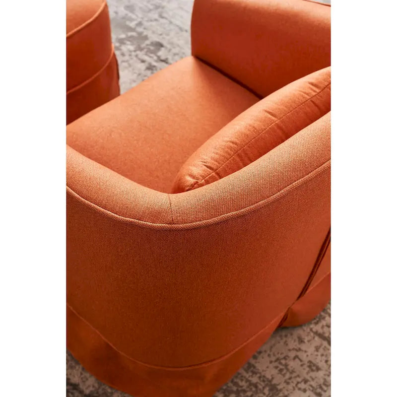 Poltrona Girevole A Botte Con Pouf, Poltrone Girevoli D'Accento, Poltrone Da Lettura, Poltrone Rotonde A Botte con Base in Metallo Nero