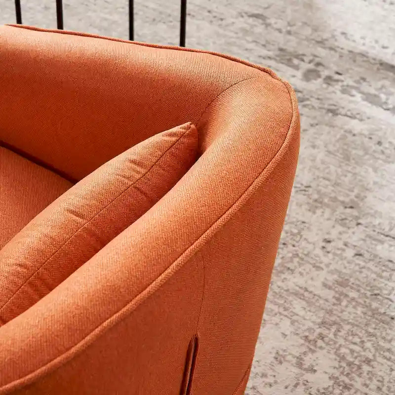 Poltrona Girevole A Botte Con Pouf, Poltrone Girevoli D'Accento, Poltrone Da Lettura, Poltrone Rotonde A Botte con Base in Metallo Nero