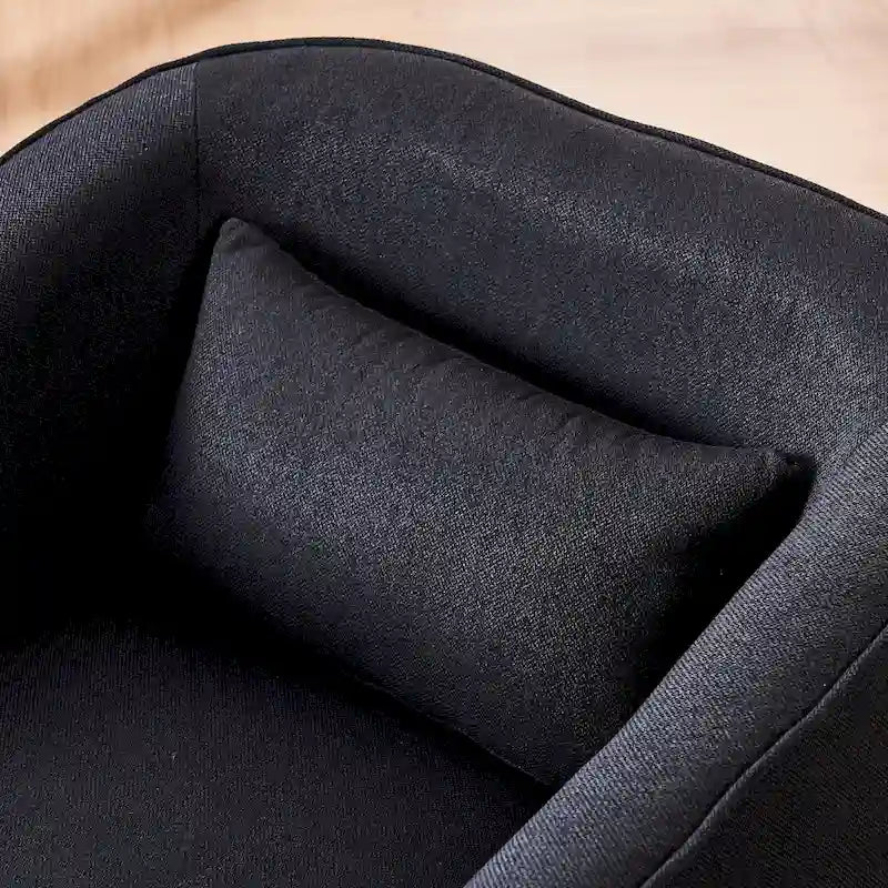 Poltrona Girevole A Botte Con Pouf, Poltrone Girevoli D'Accento, Poltrone Da Lettura, Poltrone Rotonde A Botte con Base in Metallo Nero