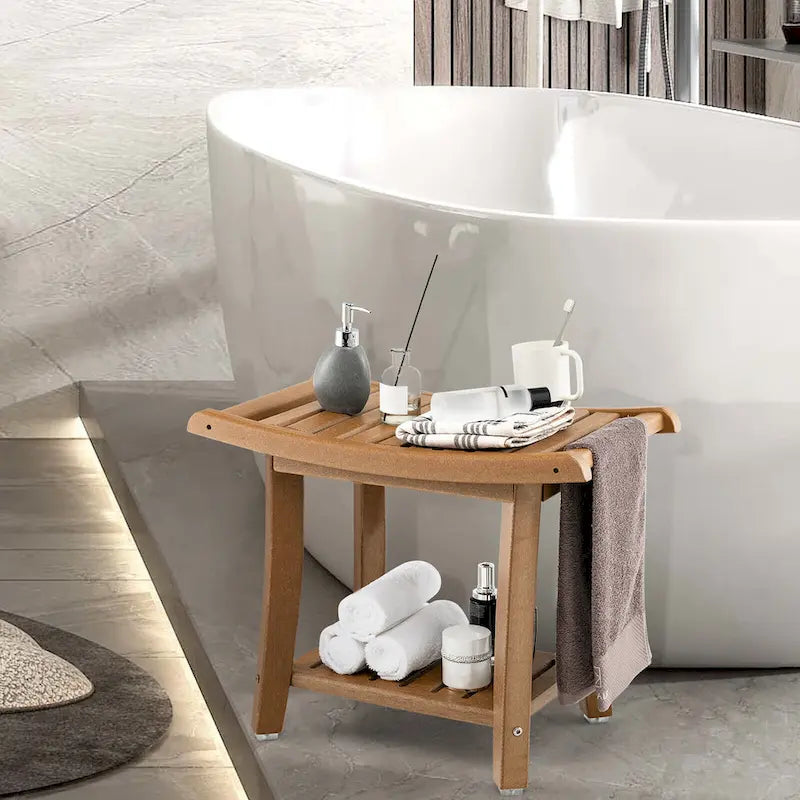 Sgabello doccia a 2 ripiani impermeabile per spa e bagno, resistente