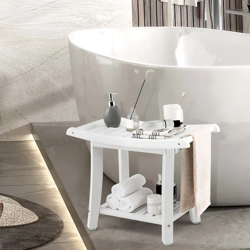 Sgabello doccia a 2 ripiani impermeabile per spa e bagno, resistente