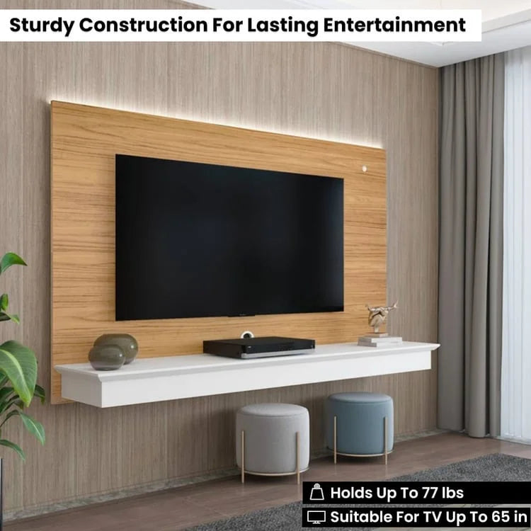 Mobile TV Sospeso per TV fino a 55 pollici - Mobile TV da Parete con Striscia LED e Ripiano