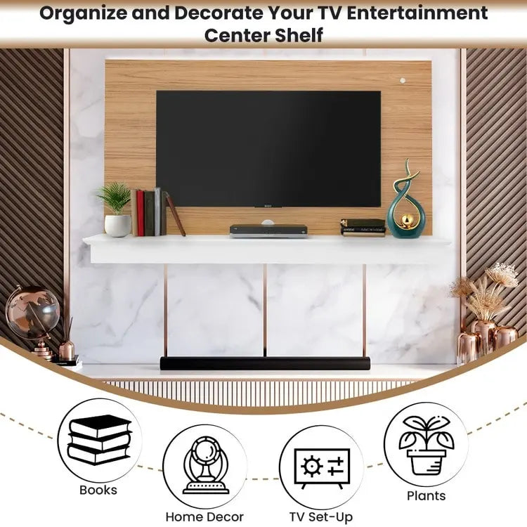 Mobile TV Sospeso per TV fino a 55 pollici - Mobile TV da Parete con Striscia LED e Ripiano