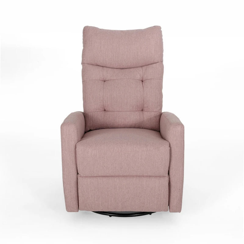 Poltrona reclinabile a spinta Glider con base girevole, in tessuto trapuntato rosa cipria