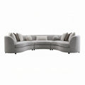 Kei 3pc Sectional Sofa, 9 Pillows, Curved Frame, Gray Boucle Fabric