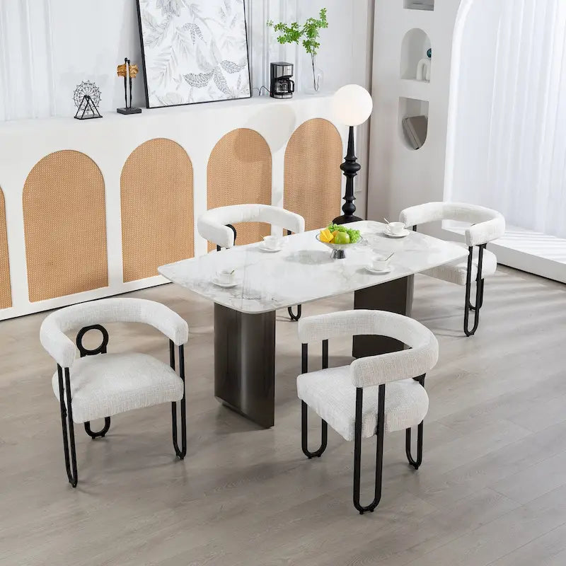 Set di 2 sedie da pranzo imbottite in pelle PU con gambe in metallo