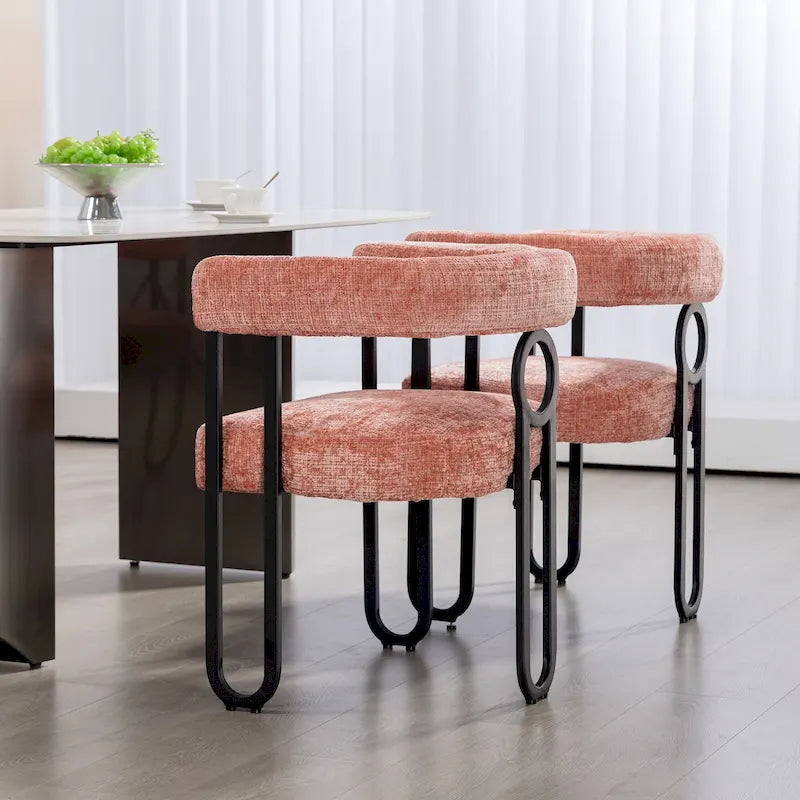 Set di 2 sedie da pranzo imbottite in pelle PU con gambe in metallo