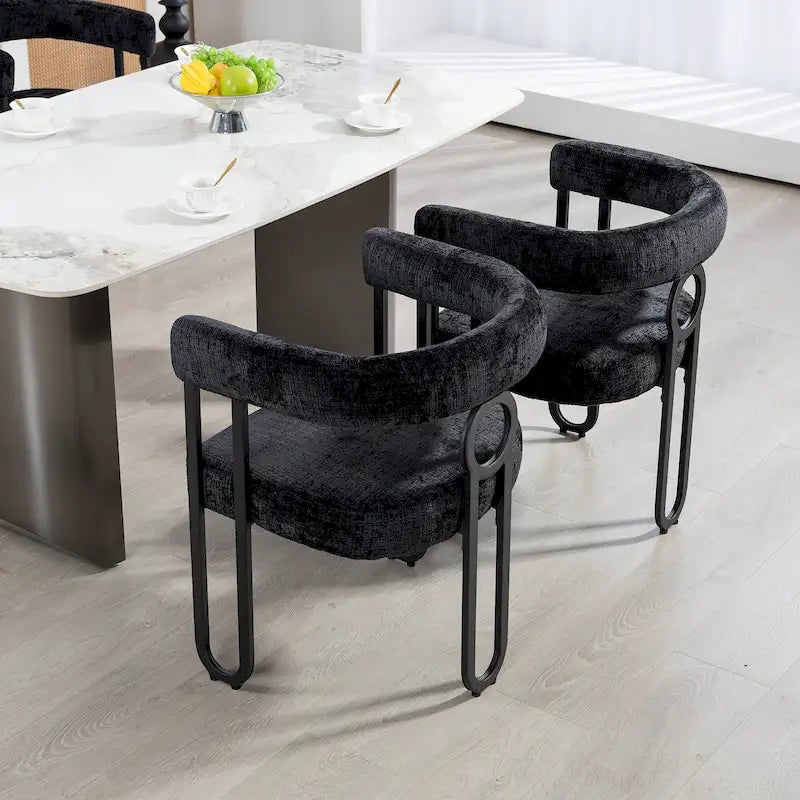 Set di 2 sedie da pranzo imbottite in pelle PU con gambe in metallo