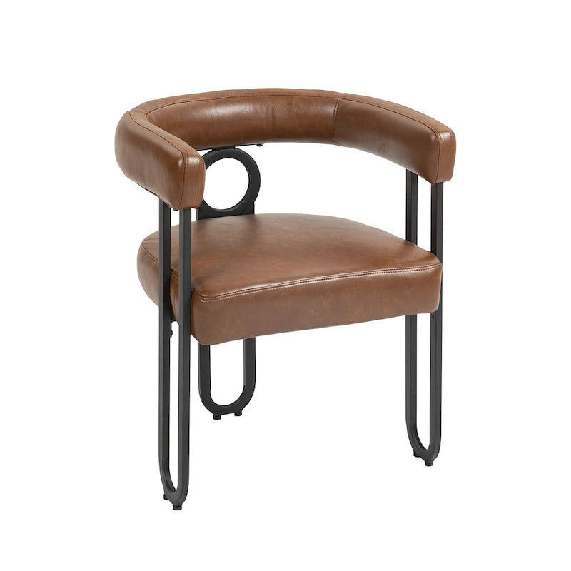 Set di 2 sedie da pranzo imbottite in pelle PU con gambe in metallo