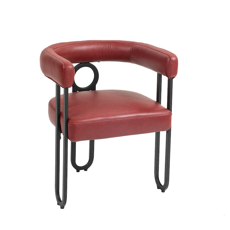 Set di 2 sedie da pranzo imbottite in pelle PU con gambe in metallo
