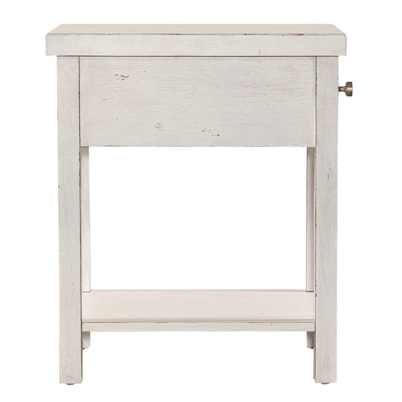 Tavolino con cassetto stile Modern Farmhouse, bianco, da mercato delle pulci