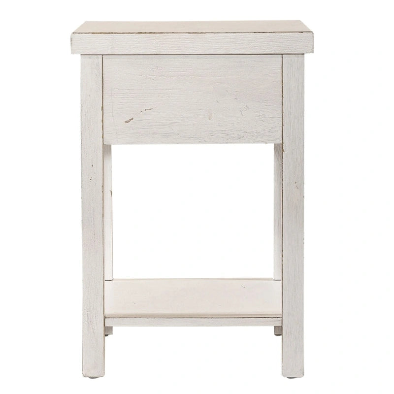 Tavolino con cassetto stile Modern Farmhouse, bianco, da mercato delle pulci