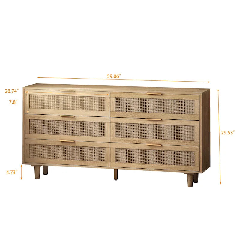 59.066-Cassettiera in Rattan, Mobile Contenitore in Rattan, per Camera da Letto, Soggiorno, Nero