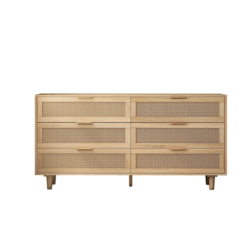 59.066-Cassettiera in Rattan, Mobile Contenitore in Rattan, per Camera da Letto, Soggiorno, Nero