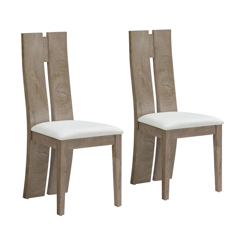 Set di 2 sedie da pranzo con sedile imbottito in pelle sintetica e schienale in legno