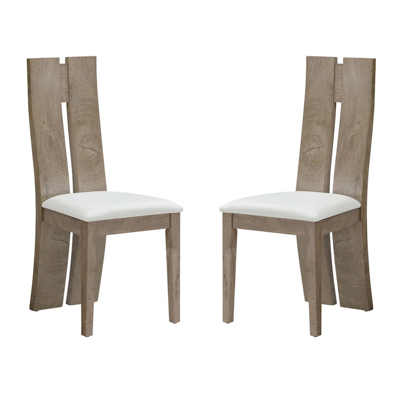 Set di 2 sedie da pranzo con sedile imbottito in pelle sintetica e schienale in legno
