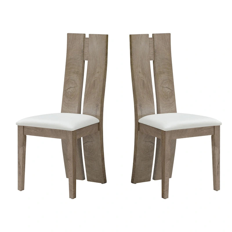 Set di 2 sedie da pranzo con sedile imbottito in pelle sintetica e schienale in legno