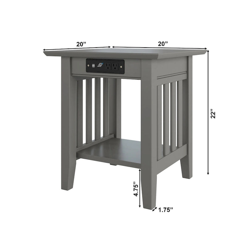 Tavolino Mission con Stazione di Ricarica USB Grigio