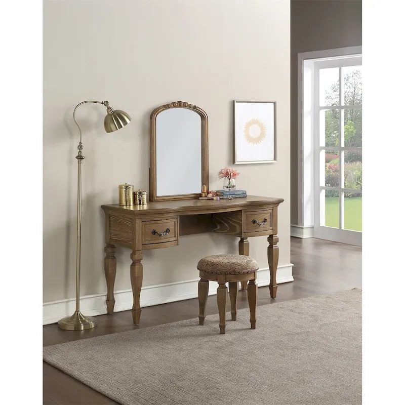 Set toeletta in legno di gomma con sgabello
