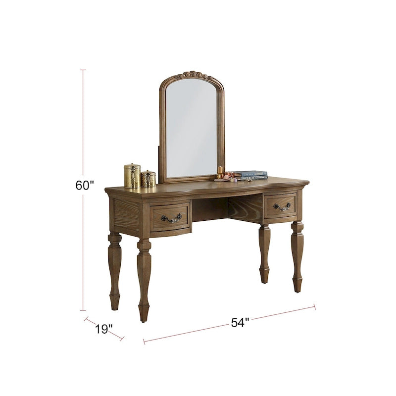 Set toeletta in legno di gomma con sgabello