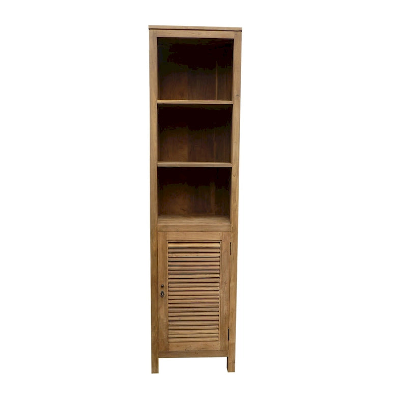 Mobile Verticale da Bagno Lumbrera in Legno di Teak Riciclato con 1 Anta e 3 Ripiani