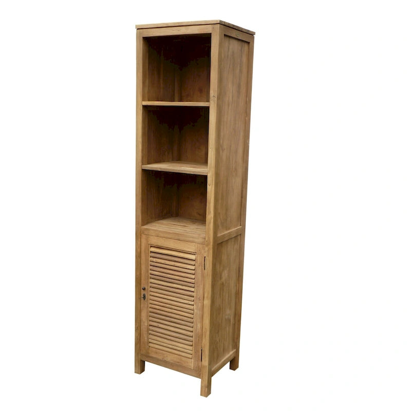 Mobile Verticale da Bagno Lumbrera in Legno di Teak Riciclato con 1 Anta e 3 Ripiani