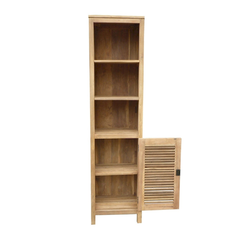 Mobile Verticale da Bagno Lumbrera in Legno di Teak Riciclato con 1 Anta e 3 Ripiani