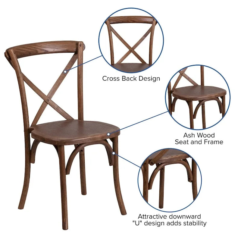 Set di tavolo rustico pieghevole da fattoria 9' x 40' con 12 sedie Cross Back e cuscini