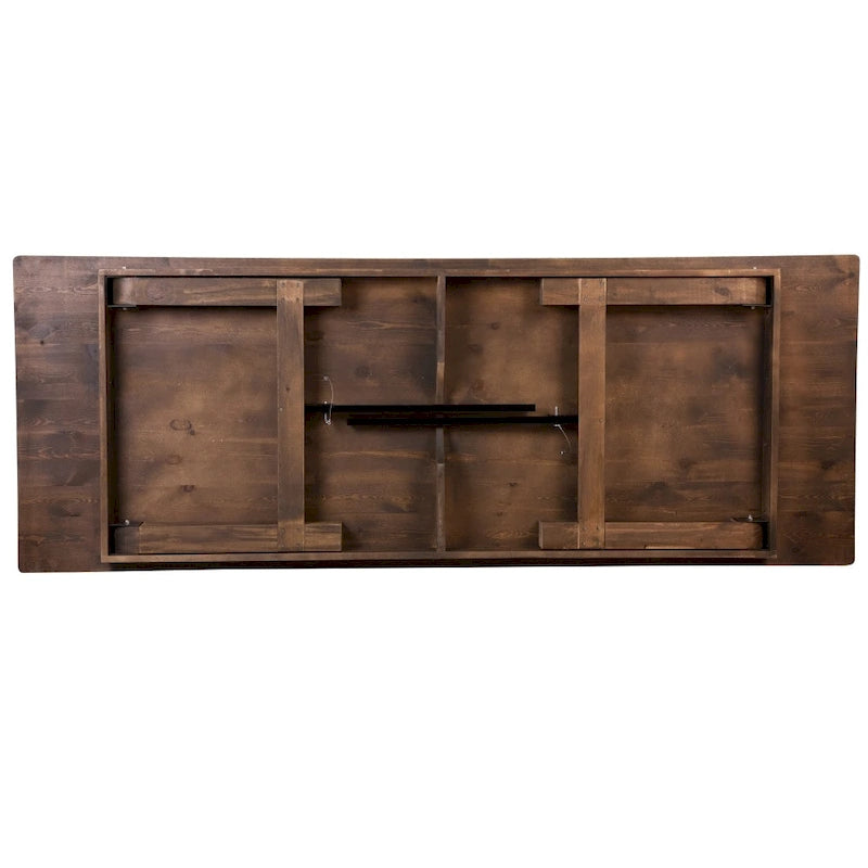 Set di tavolo rustico pieghevole da fattoria 9' x 40' con 12 sedie Cross Back e cuscini
