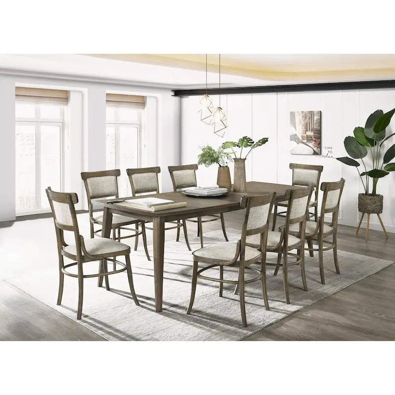 Set da pranzo 9 pezzi con 8 sedie da pranzo in tessuto