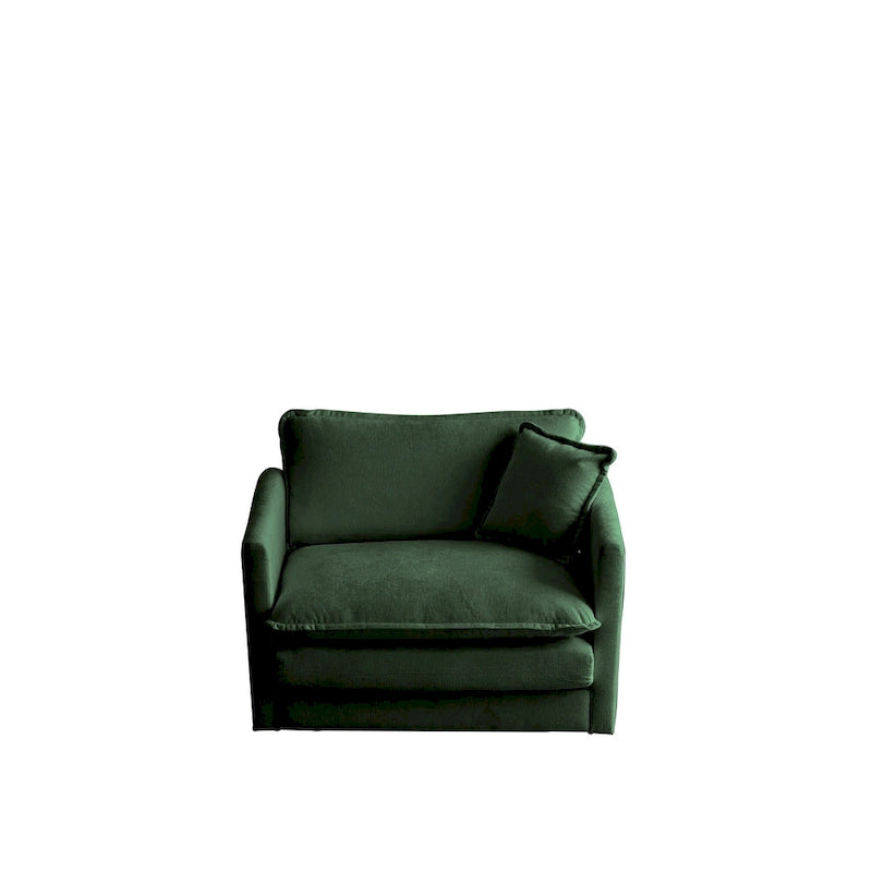 Set di 2 Poltrone Accent, Poltrone Imbottite in ciniglia di Alta Qualità, Sedie Laterali da Soggiorno con Cuscino Decorativo, Ciniglia Verde