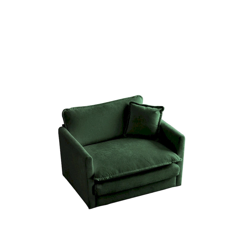 Set di 2 Poltrone Accent, Poltrone Imbottite in ciniglia di Alta Qualità, Sedie Laterali da Soggiorno con Cuscino Decorativo, Ciniglia Verde