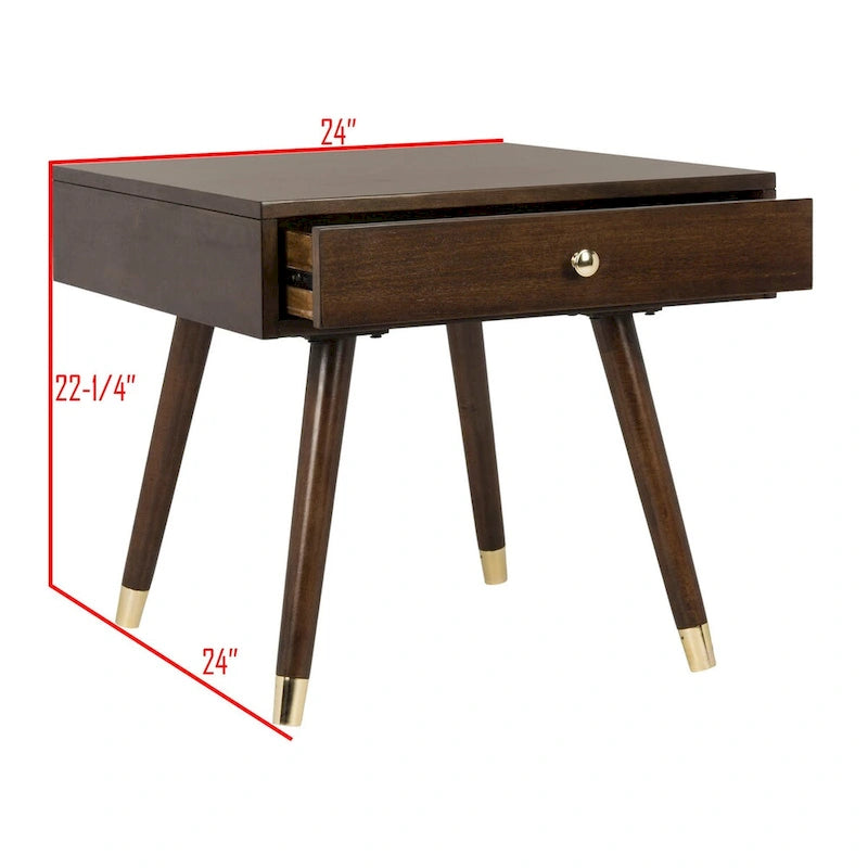 Tavolino Sunny Mid-Century con Tappo Dorato - 24 x 24 x 22,3 - 24Lx24Px22A
