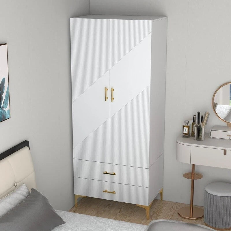 2 ante 2 cassetti, Armadi bianchi, Armadio guardaroba, Adatto per armadi nelle camere da letto, negli uffici