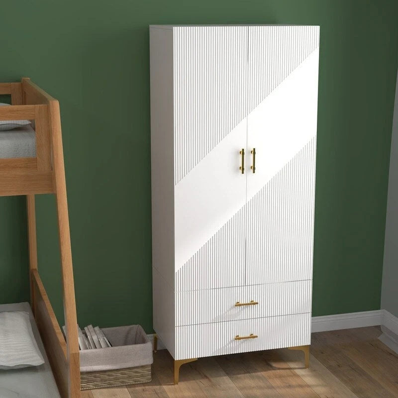 2 ante 2 cassetti, Armadi bianchi, Armadio guardaroba, Adatto per armadi nelle camere da letto, negli uffici