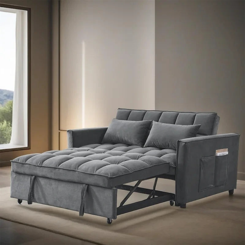 54 Wide 3 in 1 Velvet Sleeper Sofa for Living Room