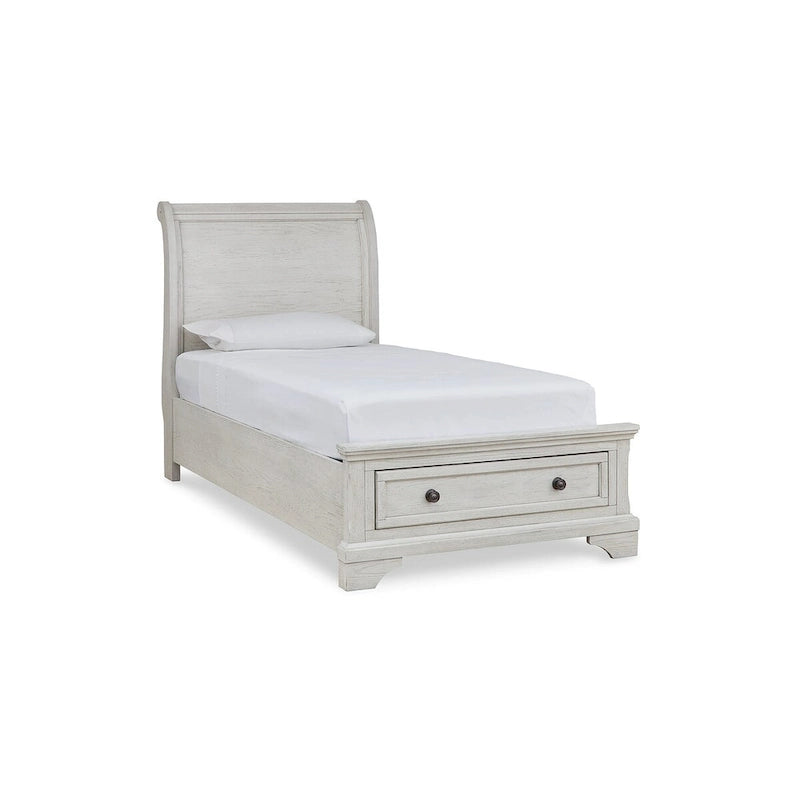 Letto contenitore a slitta singolo Robbinsdale bianco antico
