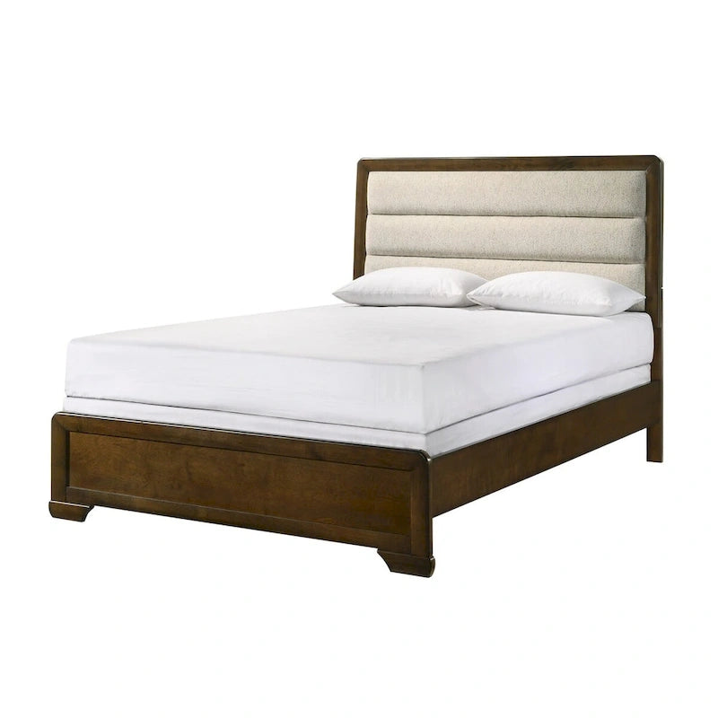 Set Camera da Letto Jimmy 4 Pezzi con Pannelli Imbottiti Marrone Beige
