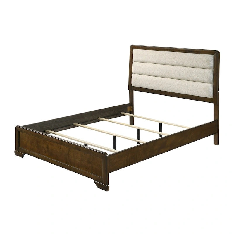 Set Camera da Letto Jimmy 4 Pezzi con Pannelli Imbottiti Marrone Beige