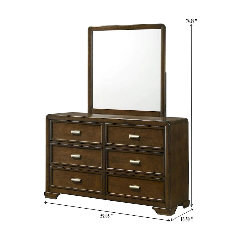 Set Camera da Letto Jimmy 4 Pezzi con Pannelli Imbottiti Marrone Beige