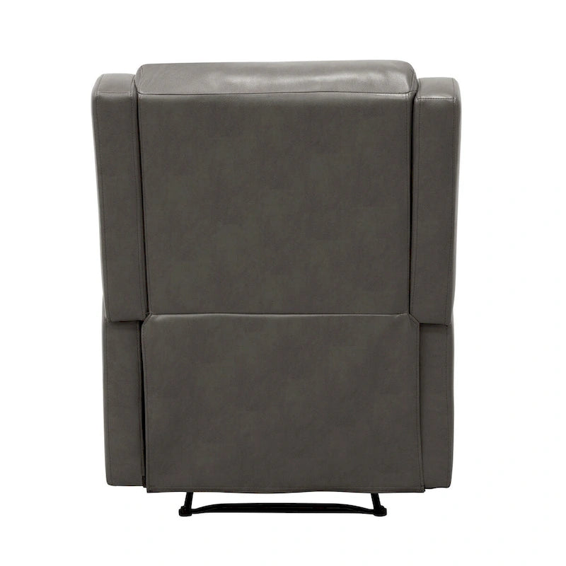 Poltrona Reclinabile Manuale Kim 38 Pollici, Ecopelle Grigia Imbottita, Legno Massello