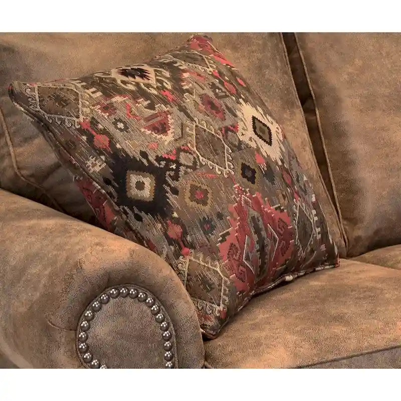 Divano-letto e divanetto in tessuto camoscio marrone rustico Ranch, Made in USA - 37 x 86 x 40