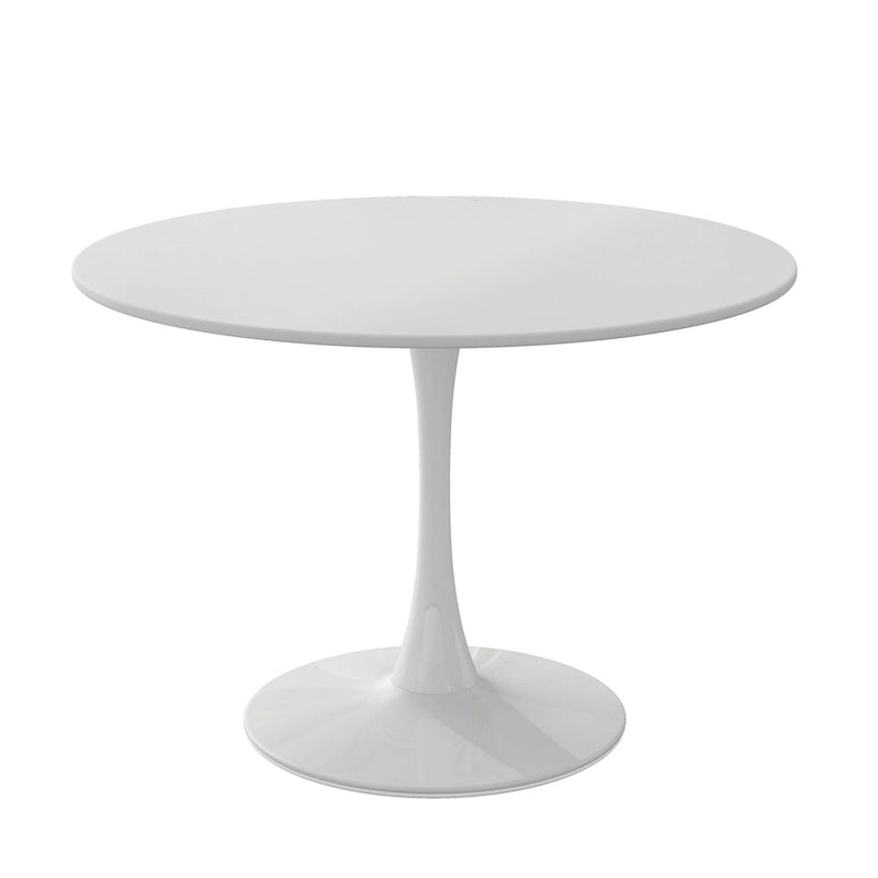 Tavolo da pranzo moderno con piano rotondo e base in metallo