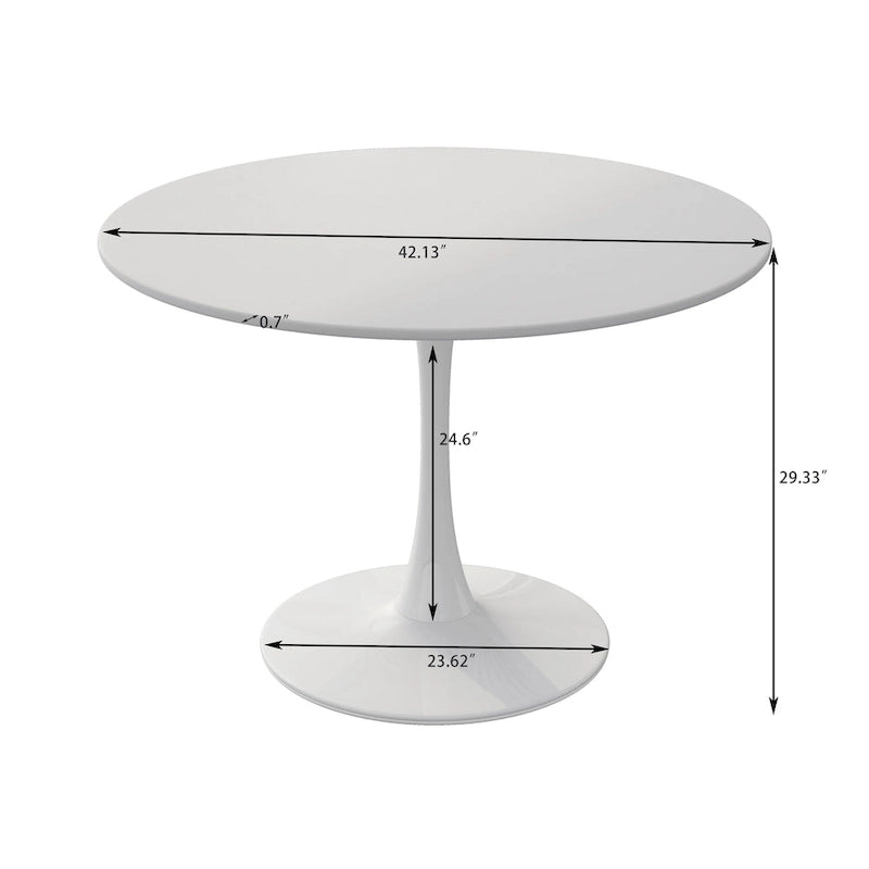 Tavolo da pranzo moderno con piano rotondo e base in metallo