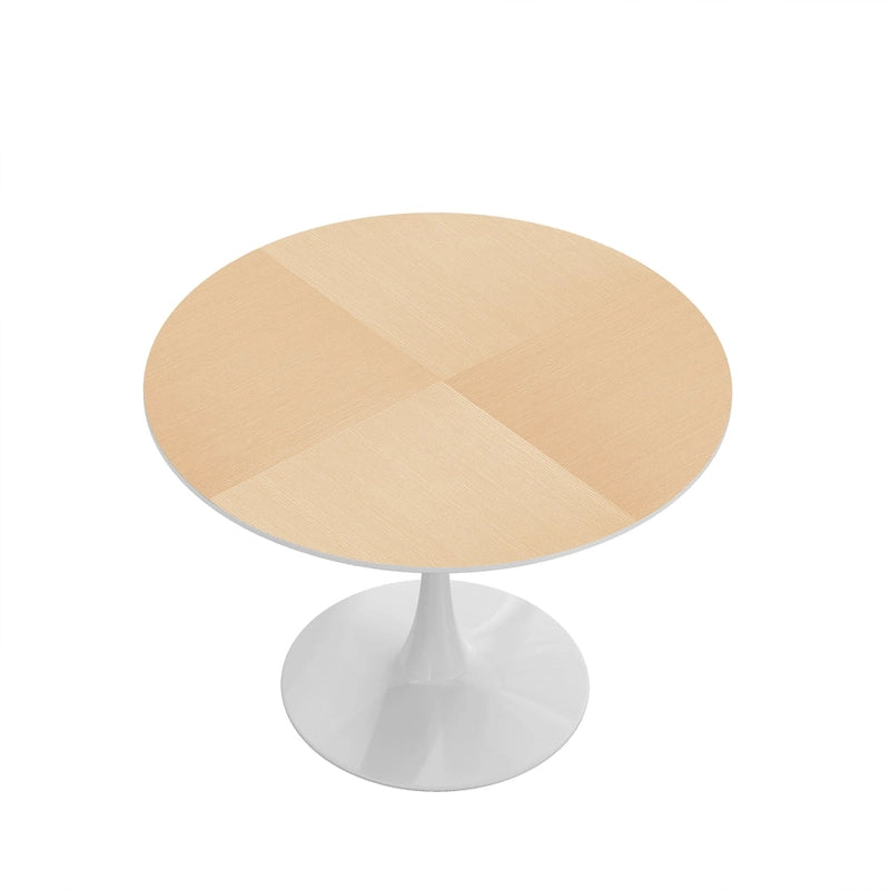 Tavolo da pranzo moderno con piano rotondo e base in metallo