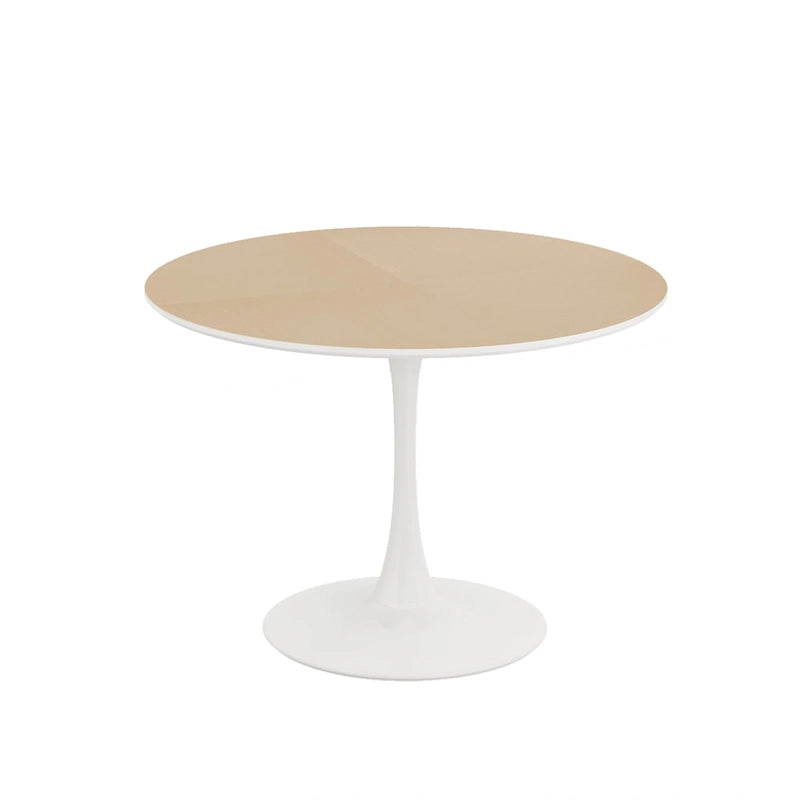 Tavolo da pranzo moderno con piano rotondo e base in metallo