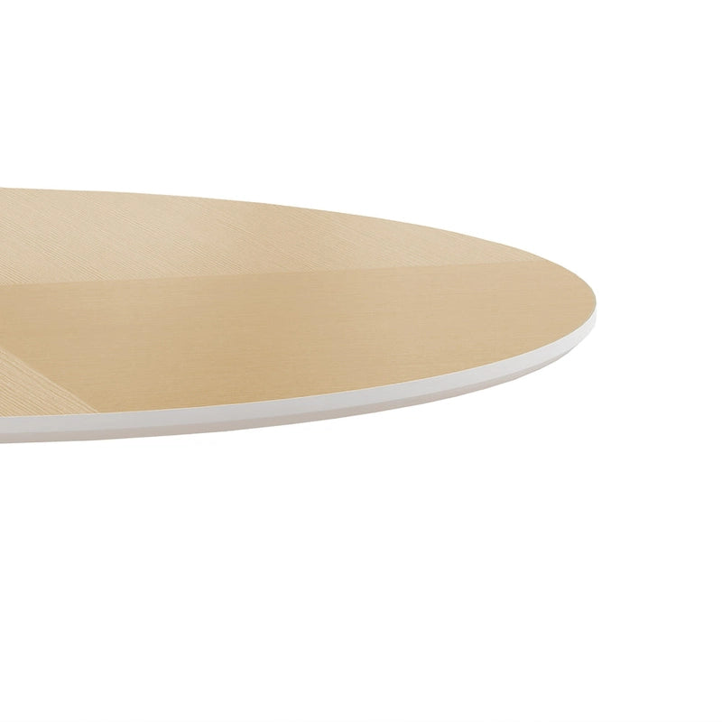 Tavolo da pranzo moderno con piano rotondo e base in metallo